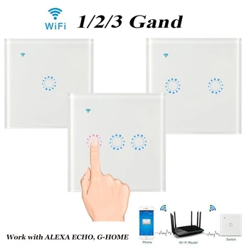 

Touch Switch Smart Light Switch Panel Wall interruptor 1/2/3 Gang wifi light switch US/EU Standard Work with Alexa Google Home