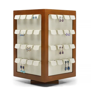 

DIGU Accept custom jewelry display prop design counter solid wood Rotate 360 jewelry earring display stand ear stud holder