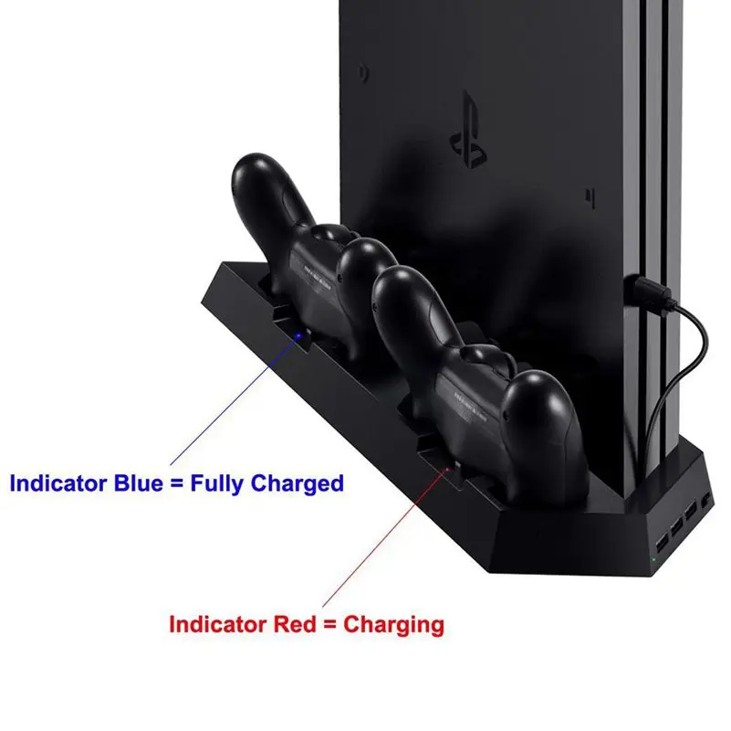 AABB-вертикальная подставка зарядное устройство для PS4/PS4 Pro/PS4 Slim] двойной контроллер зарядная станция с охлаждающим вентилятором для sony Playstation
