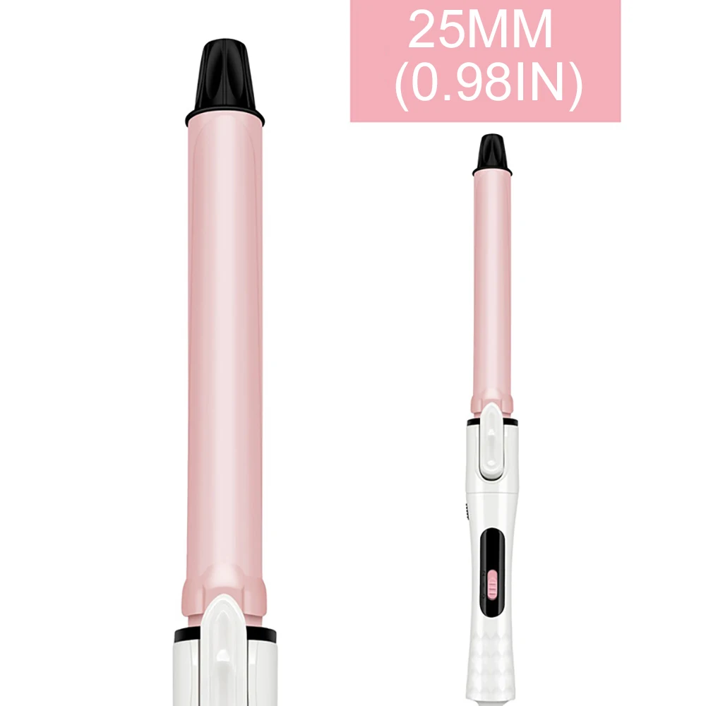 White pink 25mm Lcd регулировка температуры профессиональные бигуди для накрутки волос красота инструмент для укладки 360 ° вращение - Цвет: White pink 25mm