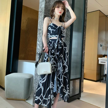 

2020 Summer Modis Casual Two Piece Set for Woman Spaghetti Strap Sexy Blouse and Midi Beach Skirt Ladies 2 Piece Set Plus Size