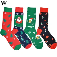 Womail Женские повседневные носки для работы и бизнеса 3D Рождественский Санта и олень Принт Средние спортивные носки