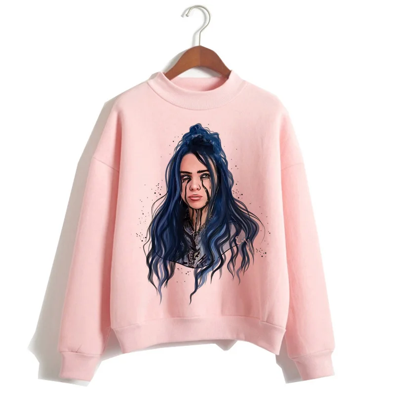 Billie Eilish Толстовка Harajuku Забавный мультфильм Женская толстовка осень зима теплый Bad Guy с капюшоном Графический хип-хоп толстовка женская