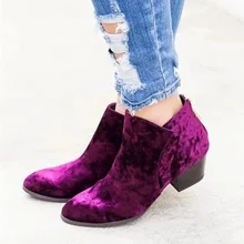 

Botas De Mujer Boots Women Shoes 2022 New Fashion Flock Ankle Hoof Heels Short Woman Boots Casual Plus Size 43 Zapatos De Mujer