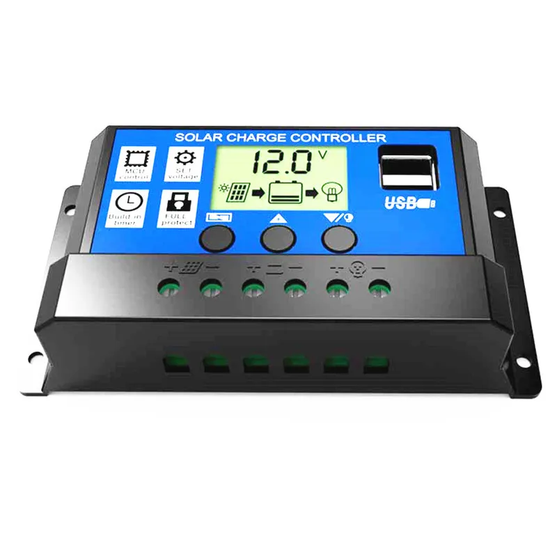 12V24V10A простой Солнечный контроллер управления светом Солнечный ЖК-заряд и регулятор разряда с USB