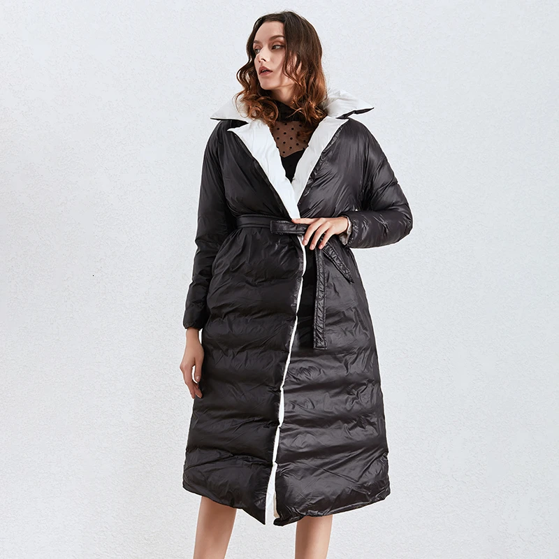 TWOTWINSTYLE женские хлопковые пальто из искусственной кожи на шнуровке с воротником с лацканами, парки с длинным рукавом, Женская мода