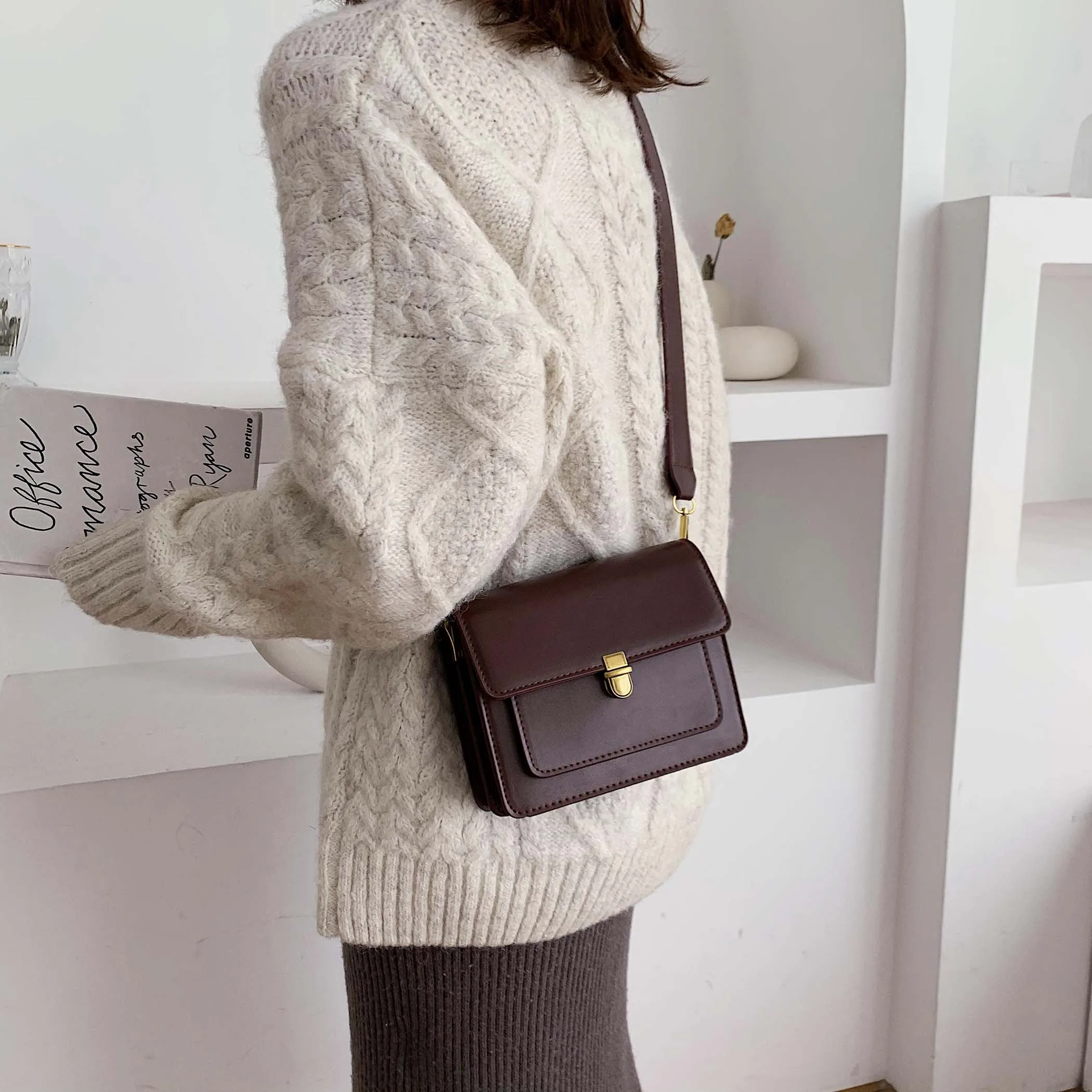 MINI Solid Color PU Leather Crossbody Bags For Women 2019 Lock Shoulder Messenger Bag Travel Small  - 4000321397111