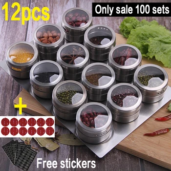 

hot sale Magnetic dustproof visible stainless steel seasoning pot spice seasoning bottle seasoning box outdoor barbecue set