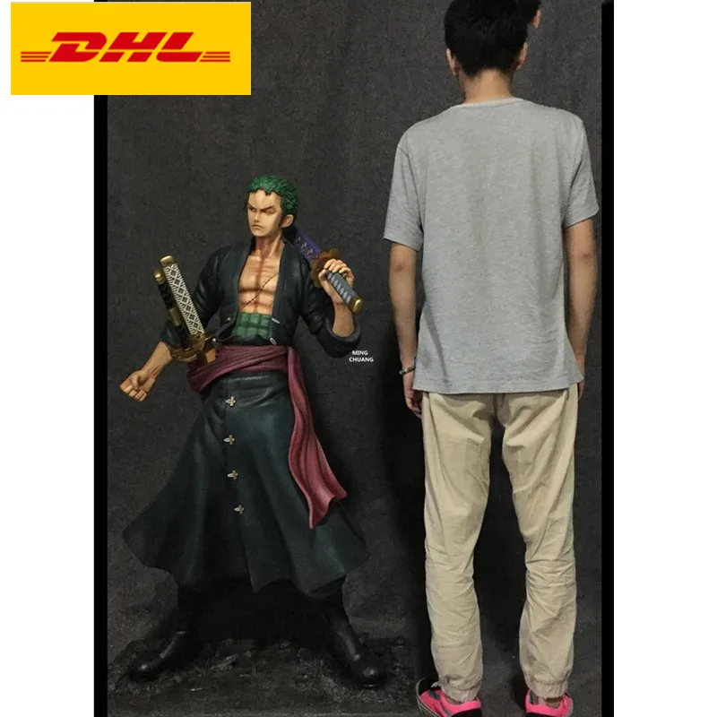 5" одна статуя соломенная шляпа Пираты бюст Roronoa Zoro полноразмерный портрет меч GK фигурка игрушка коробка 128 см V343 - Цвет: Зеленый