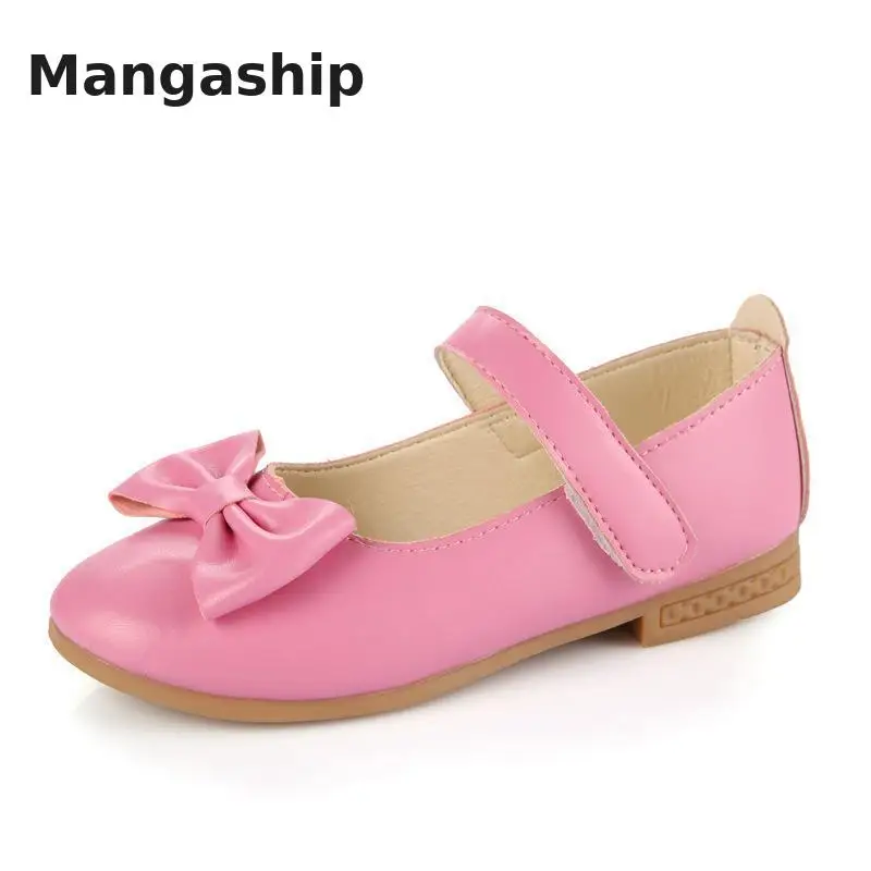 

2019 new children's shoe for girl solid color princess shoes spring Korean version of the bow kids shoes tendon soles breathable