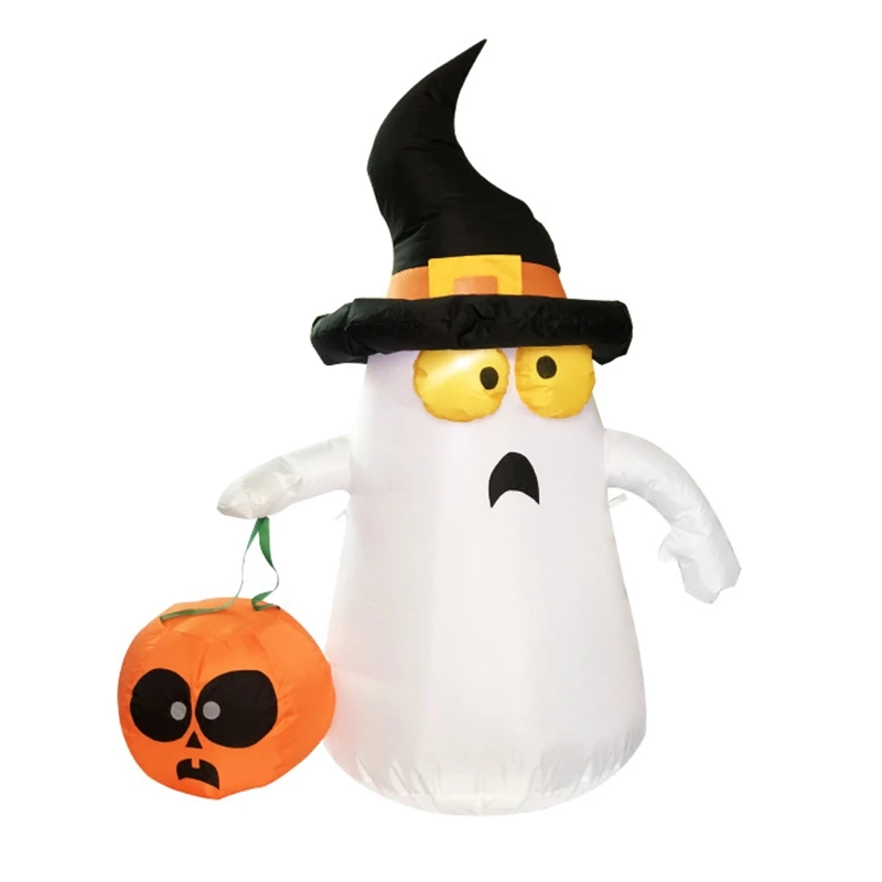 Halloween Ghost and Pumpkin Inflatable Decoration with LED Lights and Fan for Outdoor Indoor Home Garden Yard
