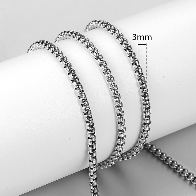 3mm 5mm Black Round Box Link Chain Necklace For Men Boy Stainless Steel Chain Necklace Wholesale Dropshipping Jewelry KNM118