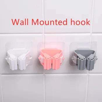 

1Pc Brush Broom Hanger Bathroom Wall Mounted Mop Organizer Holder Storage Rack Kitchen Tool Hanger Clip Seamless Mop Hook