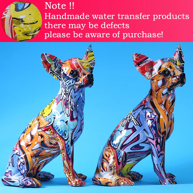 Simple Creative Color Bulldog Chihuahua Dog Statue Living Room Ornaments Home Entrance Wine Cabinet Office Decors Resin Crafts