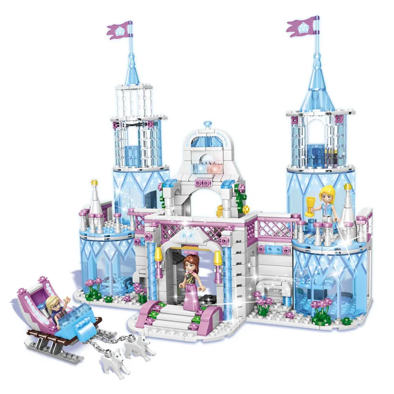 

641pcs Dream Princess Castle Elsa Ice Castle Princess Anna Set Compatible Legoingly Friends Building Blocks Toys for Kids Gift