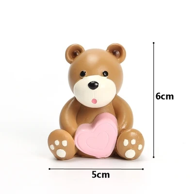 Розовый Kawaii Медведь любовь Топпер для торта в форме сердца Смола Украшение для торта «С Днем Рождения» дети Вечеринка малыш душ мальчики девочки сувениры вечерние принадлежности - Цвет: Розовый