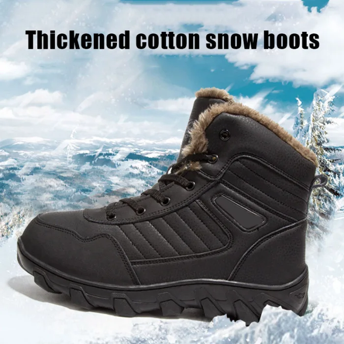 New Arrival Men PU Leather Sport Winter Boots Warm Shoes Thicken Soft Anti-slip for Outdoor