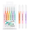 6 pièces/ensemble Double tête Fluorescent surligneur stylo marqueurs Pastel dessin stylo pour étudiant école fournitures de bureau mignon papeterie ► Photo 1/6