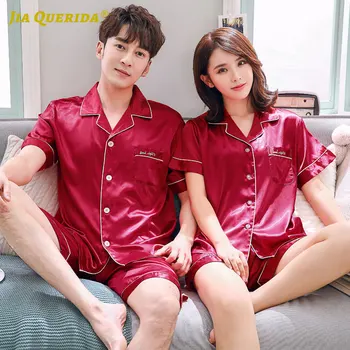

Pajamas Set Button Turn Down Collar Homesuit Homeclothes Fashion Casual Style Short Sleeve Short Pants Men and Women Couple