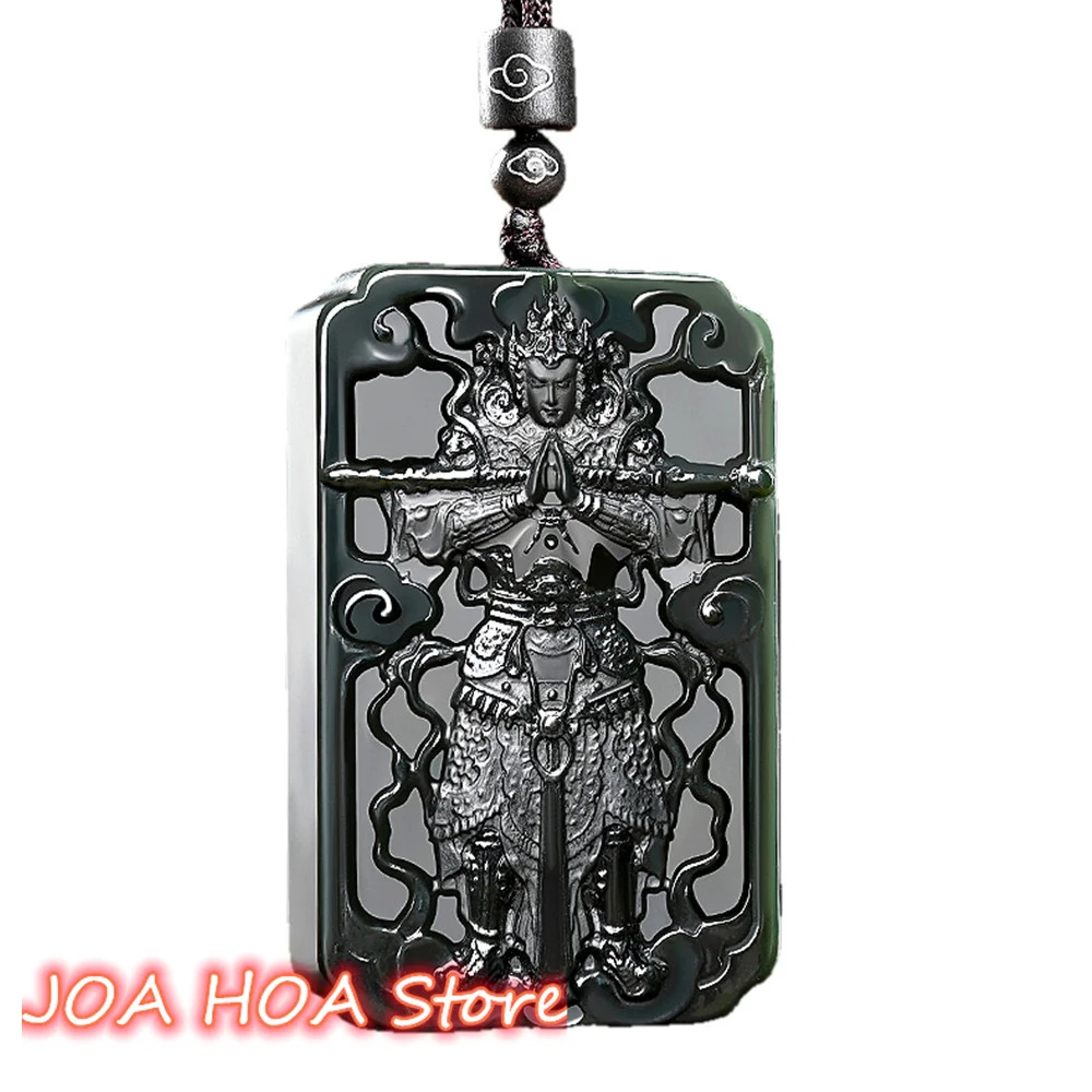 

Great Sage Return Handmade Carved Pendant Genuine Natural Wada Tower Sapphire Jade Necklace Neck Accessories Chain Jewelry