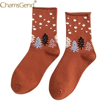 8 видов цветов, 1 пара, рисунок деревьев, Harajuku, женские хлопковые носки, Осень-зима, винтажная теплая обувь для женщин, Meias 9Nov