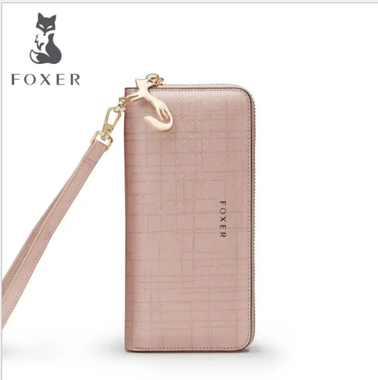 

FOXER Women Wristlet Wallets Luxury Split Leather Wallet Female Clutch Bags Lady Card Holder Coin Purse Cellphone Bag 241044F