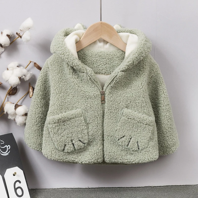 

Autumn Winter Jacket For Boys Girls Jchao Kids Lamb cashmere style Warm Zip Hooded Outerwear Coat For baby Boy Children Clothes