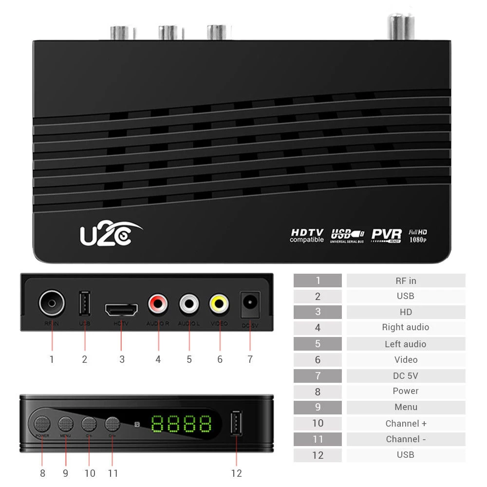 USB2.0 DVB T2 ТВ-тюнер ресивер Full-HD 1080P PVR ТВ цифровой эфирный ресивер для просмотра ТВ-игр