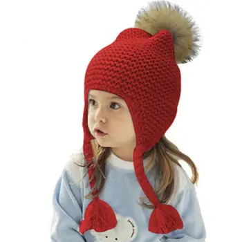 

Newborn Baby Girl Boy Toddler Kid Warm Crochet Beanie Winter Soft Hats Fur Bobble Ball Knit Caps