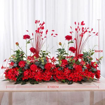 

100cm Artificial Flower Ball Centerpieces With Leaf Wedding Party T Stage Backdrop Wall Decor Table Engagement Fake Flower Ball