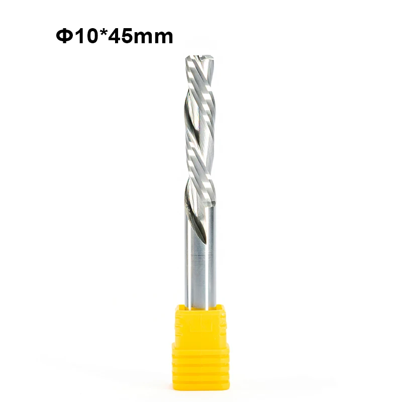 

1pc AAA DOWN Cut 10x45mm Two Flutes Spiral Carbide Mill Tool Cutters CNC Router Compression Wood End Mill woodworking Cutter Bit