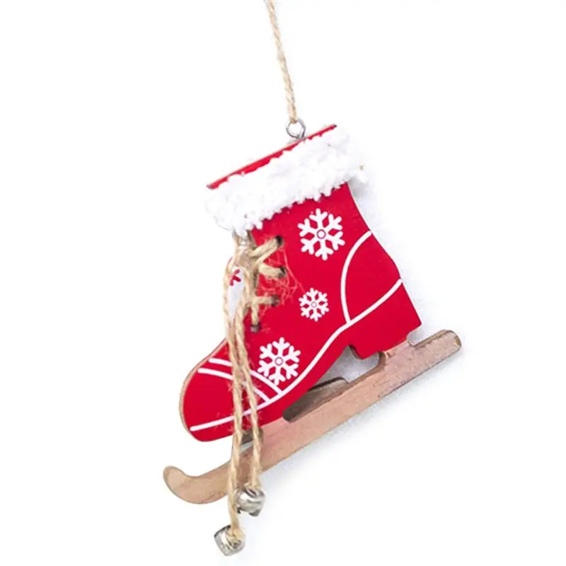 Рождественская деревянная ледяная обувь для скейтборда подвесной орнамент кулон с колокольчиком вечерние украшения RXJB