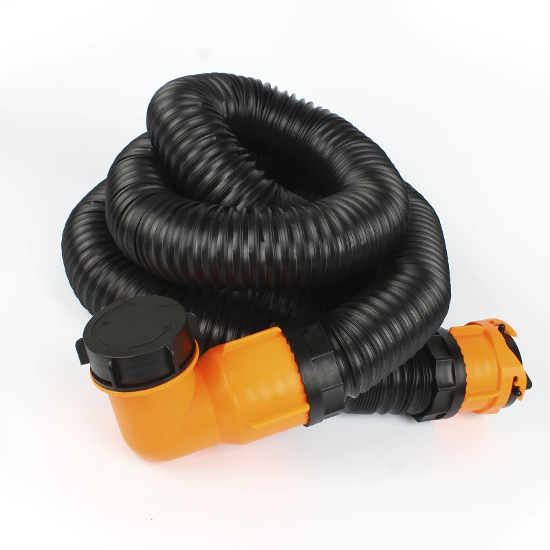 HEYRV 3 inch Black PP Waste Dump Pipe Hose for RV's Camping SiteRV