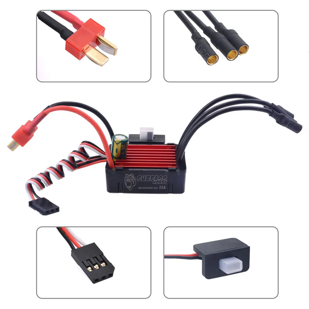 Водонепроницаемый комбо 2435 4500KV бесщеточный двигатель w/25A ESC для 1/18 1/16 RC автомобиль Быстрая 1129#2