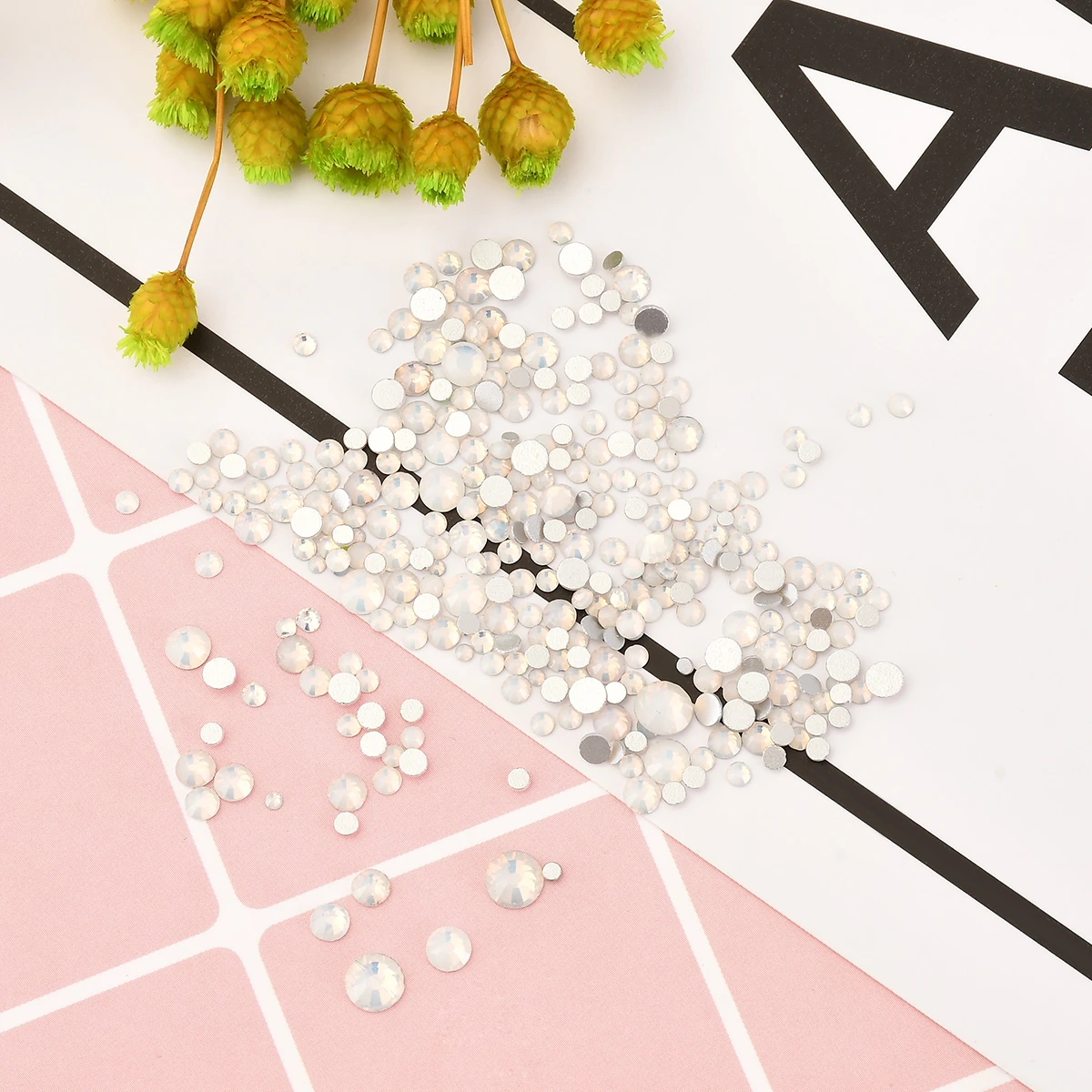 4 Colors Choosen 3D Nail Art Decorations Crystals DIY Nail Art Opal Jelly Pink White Flat Bottom Nail Rhinestones Nail Ornament