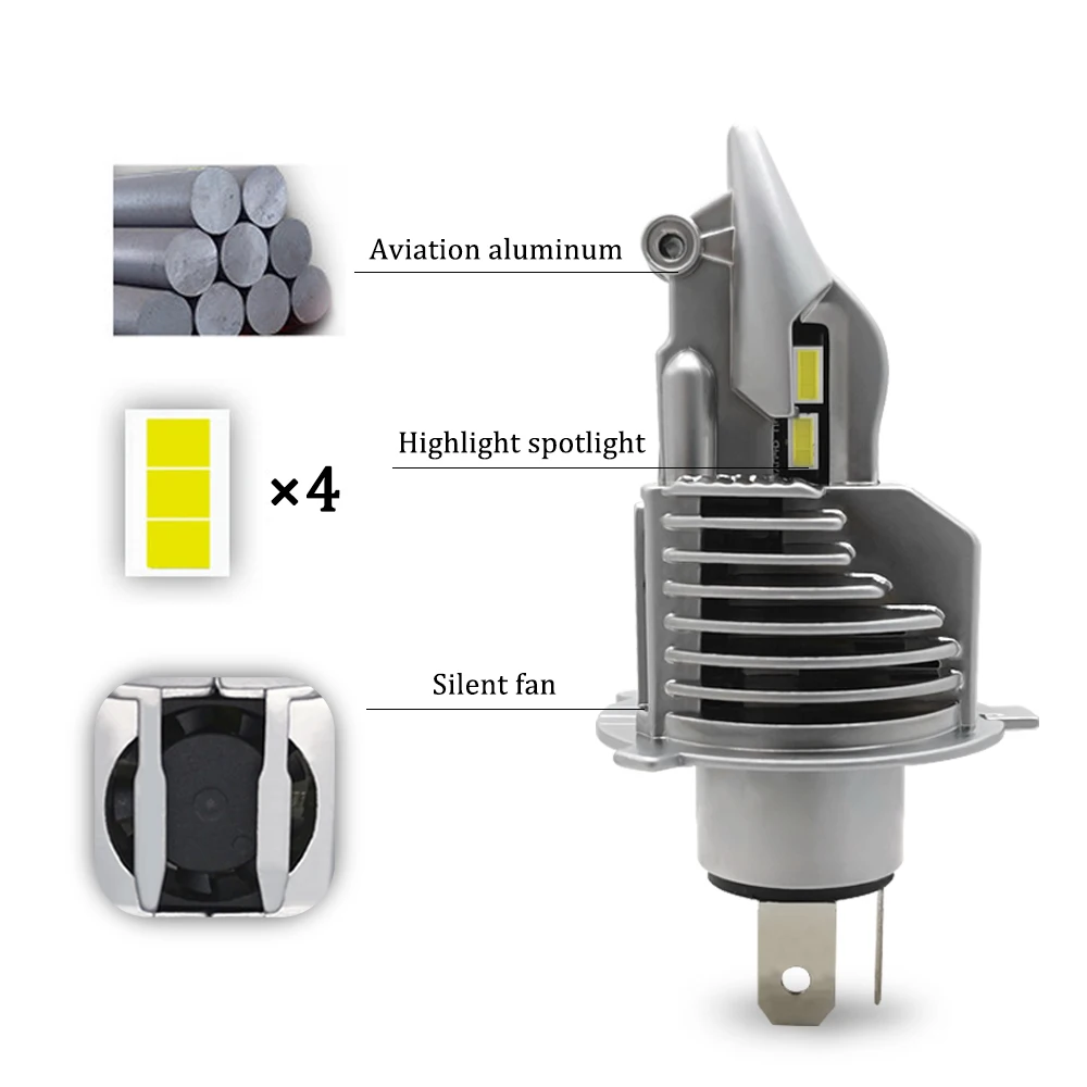 Najtaniej Reflektor led motocyklowy H4 żarówki led reflektor samochodowy H4 światła samochodowe reflektor lampada 8000LM 6500K motocykl automotivo 72W 12V 24V