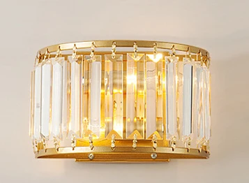 Crystal Wall Lamp Postmodern American Luxurious Gold Wall Lamp For Living Room Bedroom Study Decor Wall Light Bathroom Fixtures black wall lights