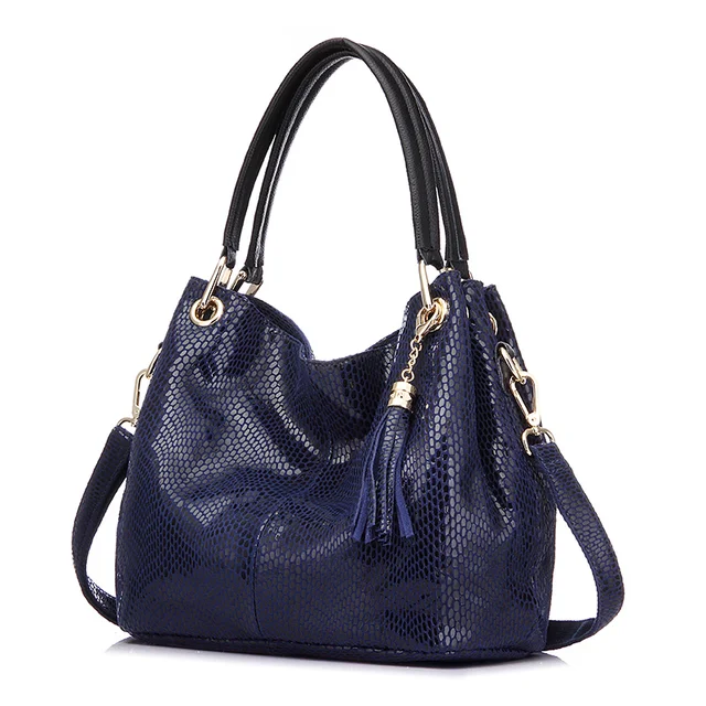 Bag for women handbags genuine leather bag female hobos shoulder crossbody bags high quality leather totes women messenger bag Blue