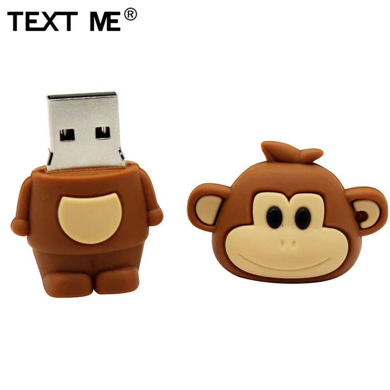 Флеш-накопитель TEXT ME cartoon Animal monkey 64 ГБ USB 2,0 usb 2,0 4 ГБ 8 ГБ 16 ГБ 32 ГБ
