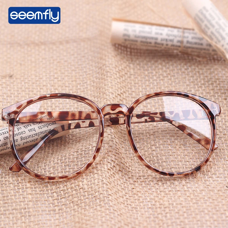

Seemfly Classic Vintage Glasses Frame Fashion leopard Print Myopia Optical Mirror Simple Metal New Women/Men Myopic Eyeframe