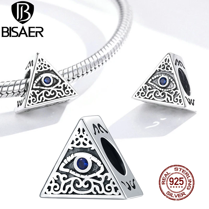 Бисаер Lucky Eyes Бусы из 100% стерлингового серебра 925 пробы треугольный ретро Шарм