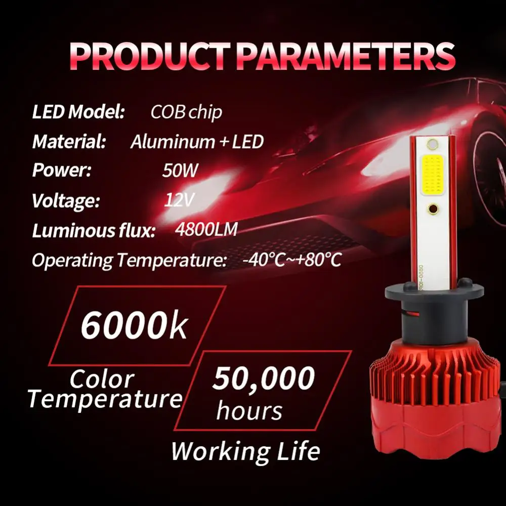 

Car LED Headlight Bulb H4 H7 LED 12V/24V 8000LM Car Headlight IP68 Waterproof 6000K Lamp H3 H1 9005 9006 H4 H7 H11 light Bulb