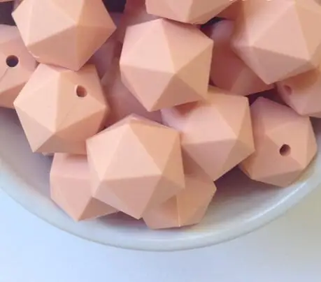 50 шт Icosahedron силиконовые бусины 17 мм пищевого качества Детские Прорезыватели для прорезывания зубов для жевательной цепочки и сосок - Цвет: peachy