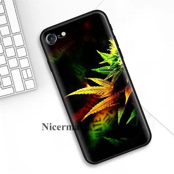 B10 Силиконовый чехол для iPhone X XS XR XSMax 7 8 6 6S 5C 5E 5S 5 плюс 8+ 7+ 6+ 6S+ iPhone 11 Pro Max лист конопли - Цвет: B10