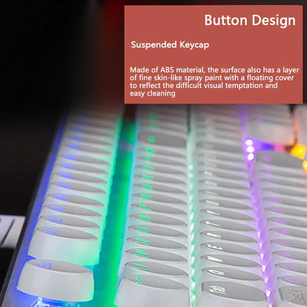 Teclado mecanicoMechanical клавиатура, светодиодный подсветка 108 клавишей, Предустановленная Пользовательская Подсветка клавиатуры