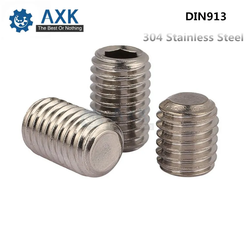 

1000Pcs M2*2 DIN913 304 Stainless Steel Metric Thread Grub Screw Flat Point Hexagon Socket Set Screws Headless DT