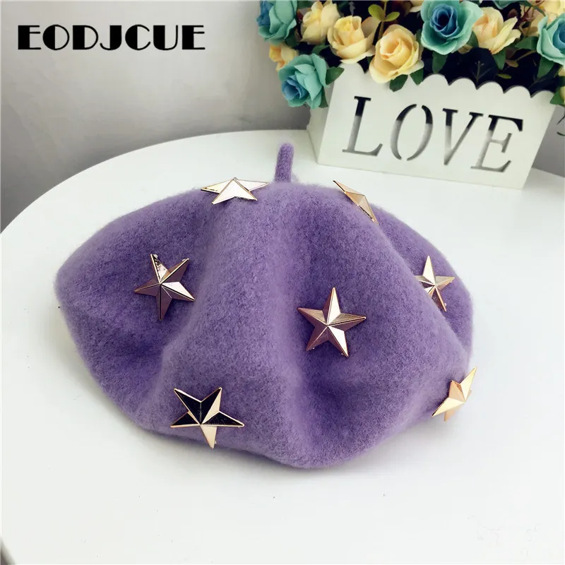 

Fashion Star Beret Hat For Girls Wool Winter Warm Hat Kids Painter Cap French Cap gorras