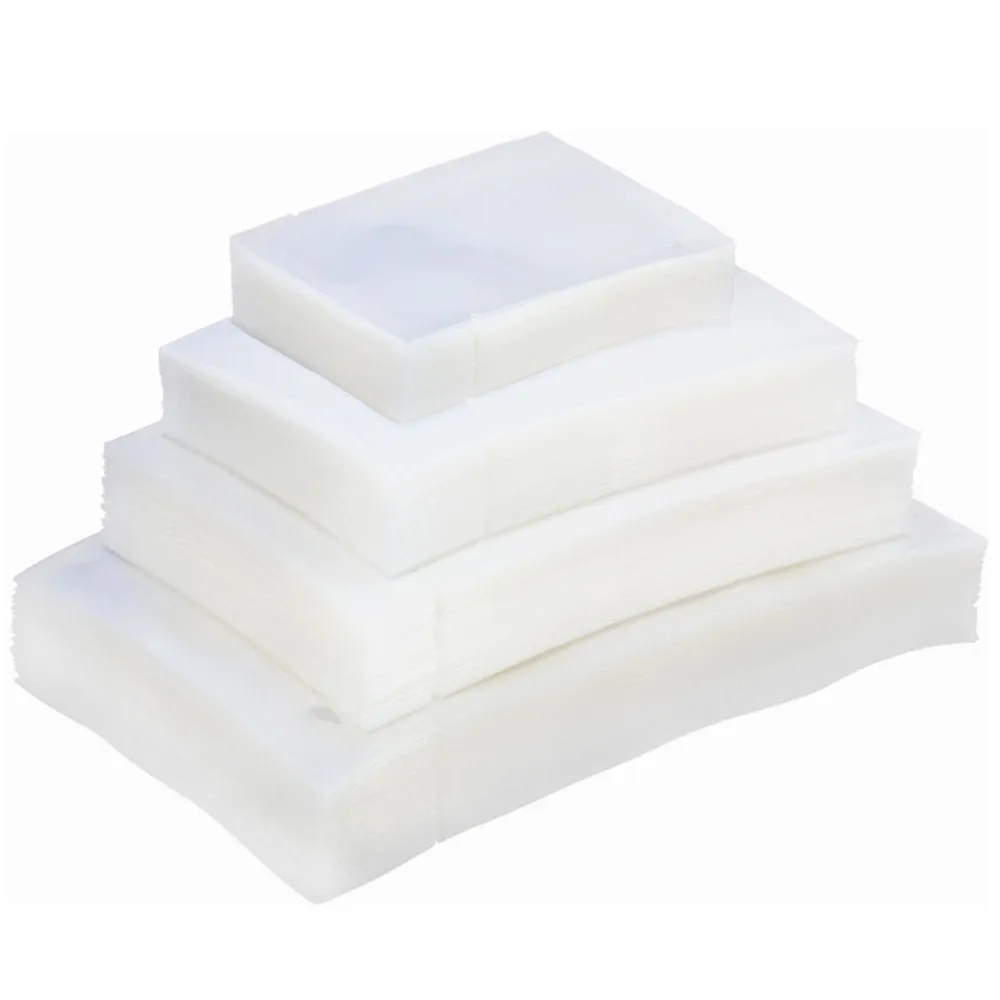 Nylon storage pouches 100Pcs Clear Nylon Vacuum Bag Open Top Heat Seal Tear Notch Sugar Plastic Nut Bean Spice Hot Dog Food Tea Storage Pouches