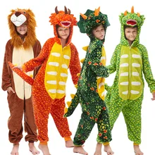 Кигуруми Дети Onesie единорог пижамы для детей животных одеяло с динозавром пижамы Детский костюм зима мальчик девочка Единорог Jumspuit