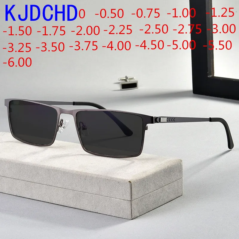 New titanium alloy men's fashion photochromic square myopia glasses ladies  optical prescription glasses 0 -0.5 -0.75 to -6.0